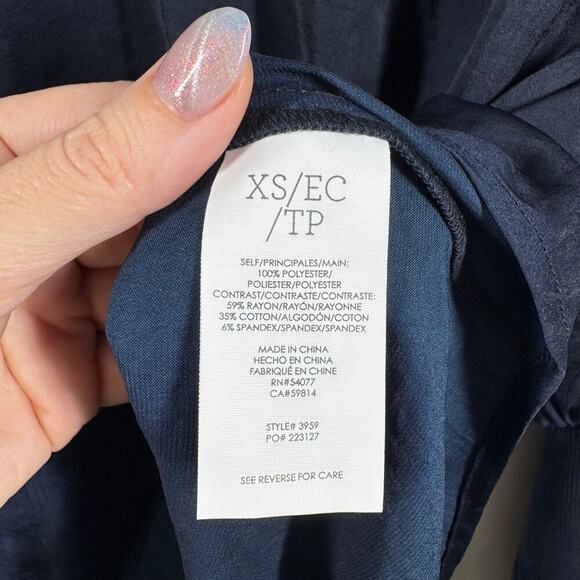 CAbi Top Women Size XS NWT Timeless Blue Blouse Pleated Shoulder Career Modest - Picture 5 of 8